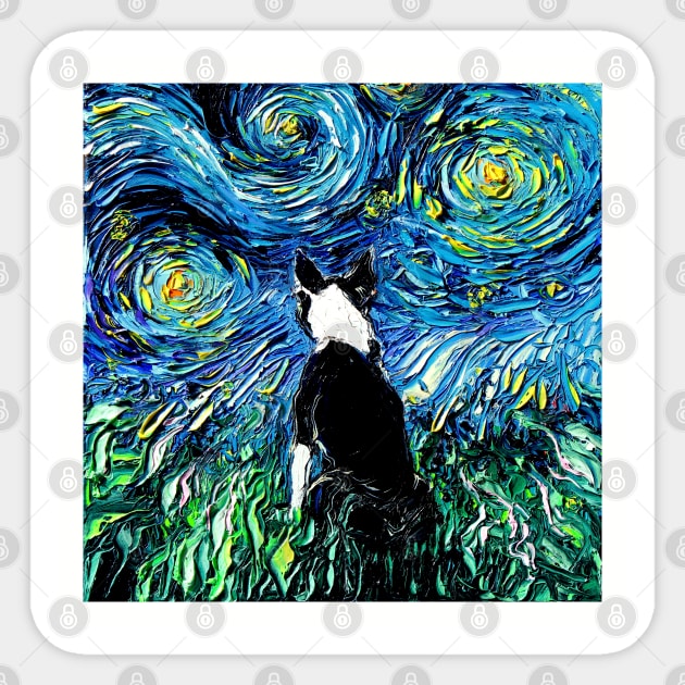 Boston Terrier Starry Night Sticker by sagittariusgallery